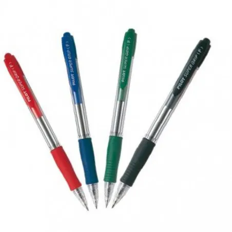 [12 stylos] Boite de 12 stylos Bille Pilot Supergrip pointe Médium 4 couleurs au choix
