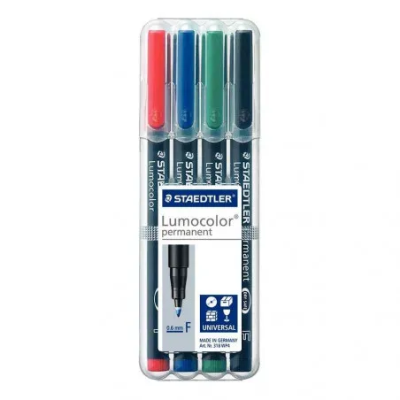 [Lumocolor] Pochette de 4 Feutres permanents Lumocolor STAEDTLER Pointe fine 4 Couleurs assorties