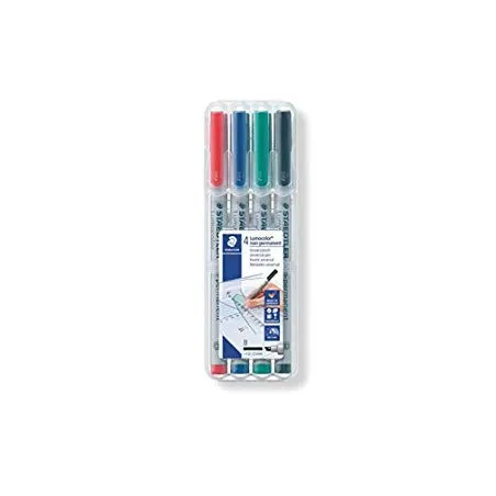 [biseautée] Pochette de 4 Feutres non permanent Lumocolor STAEDTLER Pointe biseautée Coul Ass
