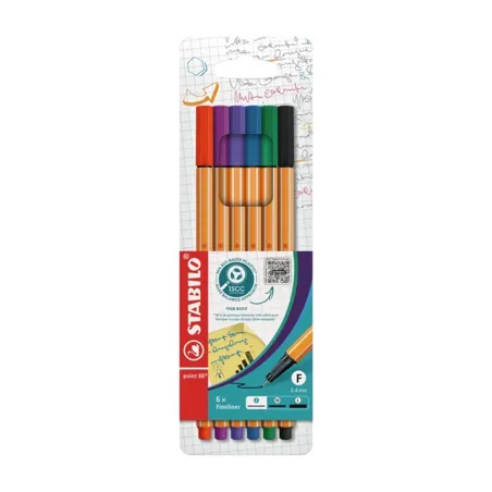 [BP-88/6] Feutres Fineliner STABILO Point 88 – Pochette de 6 Couleurs