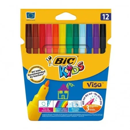 [Kids] Pochette 12 feutres Bic Kids Visa pointe fine