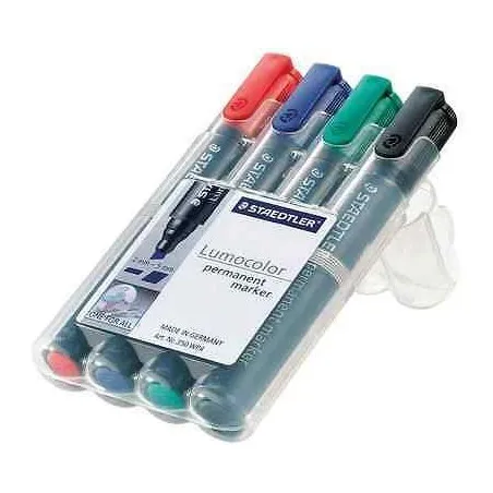 [4 Marqueurs] Pochette de 4 Marqueurs Permanents Lumocolor Staedtler