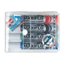 Pochette de 4 Marqueurs pour tableaux PENTEL Maxiflo pointe bizeauté Coul assorties