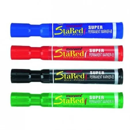 Boite de 12 Marqueurs Permanents pointe ronde SUPER MonAmi 4 Coloris au choix