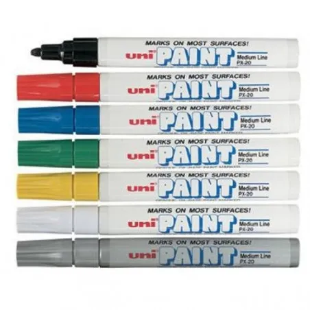 Boite de 12 Marqueurs permanents Uni Paint 7 Coloris au choix