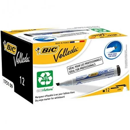 Boite de 24 Marqueurs fins effaçables BIC 1721 Velleda 4 Coloris au choix