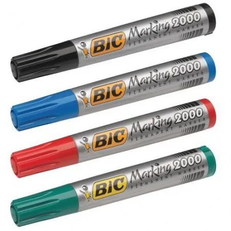 boite de 12 marqueurs Permanents BIC 2000 Conical 4 Coloris au choix