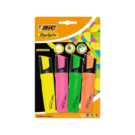 Surligneurs Fluorescents 4 Couleurs BIC Marking Highlighter