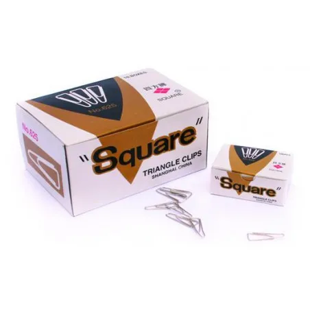 10 Boites de 100 Trombones Triangulaires chromées Square 25 mm