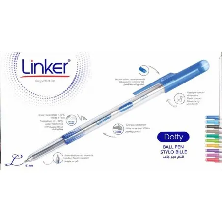 [Stylos bille Linker] Boite de 50 Stylos bille Linker Dolty Medium Bleu