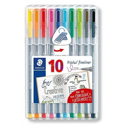 [STAEDTLER] Pochette de 10 Feutres d'écriture Triplus STAEDTLER Pointe extrafine 4 Coloris au choix