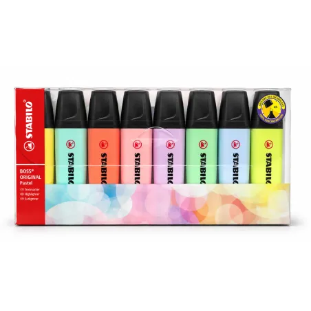 [BP-70/8-3] Surligneurs STABILO BOSS ORIGINAL Pastel – Pochette de 8 Couleurs 70/8-3