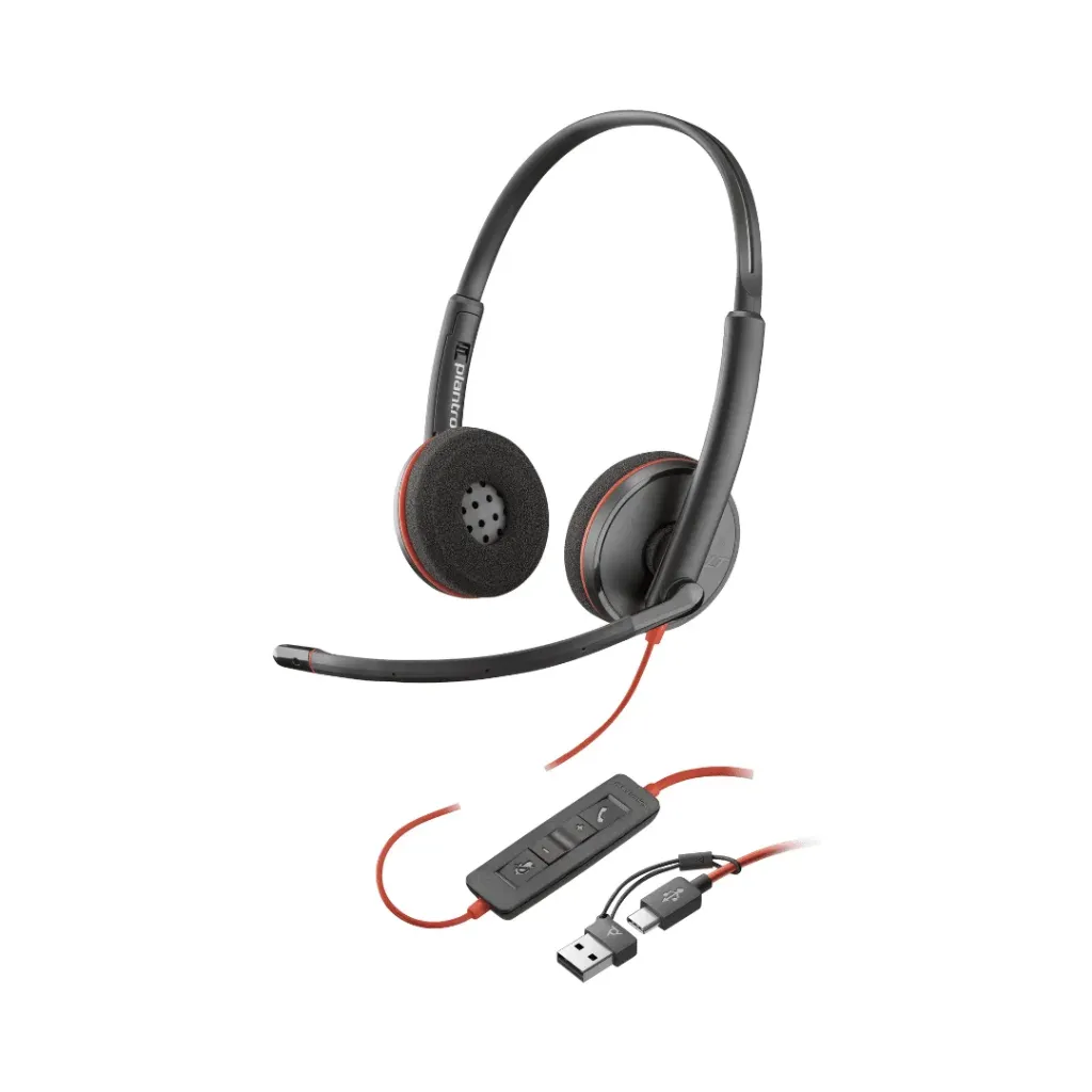 [8X228AA] Micro-casque Poly Blackwire 3220 stéréo USB-C + adaptateur USB-C/A (8X228AA)