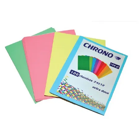 [CHRONO] Paquet de 100 Chemises CHRONO couleurs pastels180g/m² Coloris au choix