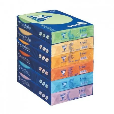 [160g/m²] Lot de 4 Ramettes papier couleur TROPHEE A4 160g/m² 250F Coloris au choix