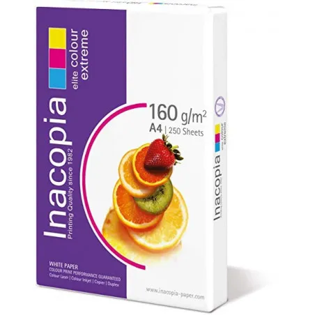 [A4 160g/m²] Lot de 5 Ramettes de papier blanc Inacopia A4 160g/m² 250 feuilles