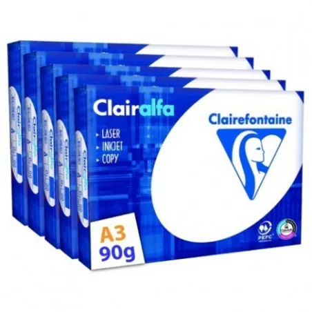 [Clairalfa] Lot de 5 Ramettes de papier blanc Clairalfa A3 90g/m² 500 feuilles