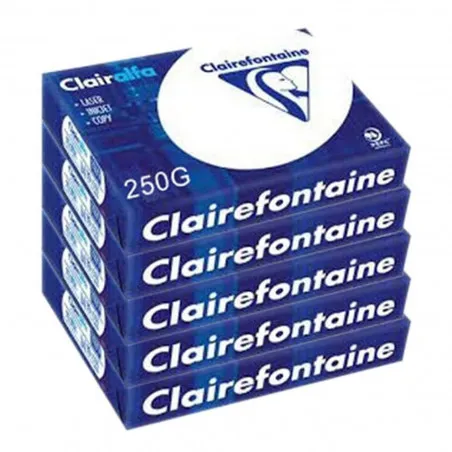 [125 feuilles] Lot de 5 Ramettes papier blanc Clairalfa A4 250g/m² 125 feuilles