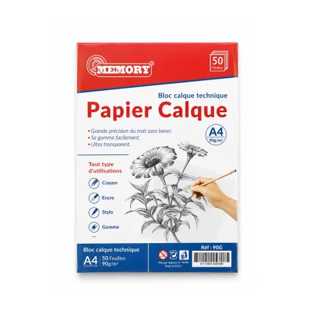 [90G] Papier Calque MEMORY 90 g - Feuilles de Papier Calque